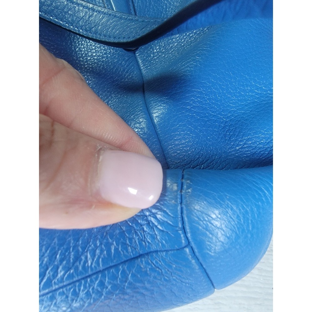 Coach Kelsey Satchel Cobalt Blue Pebbled Leather Crossbody Handbag Medium - Picture 10 of 14